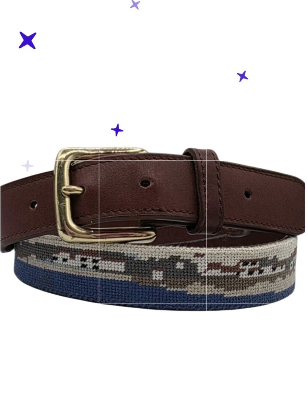 Tucker Blair Mens Needlepoint Belt Natical Sailboats Lighthouse Nantucket Siz 34